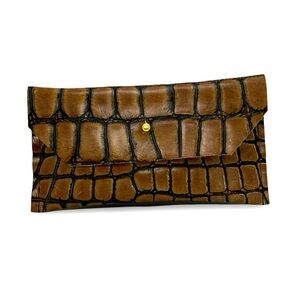 Handmade Crocco print cow leather wallet clutch NWT fabulous